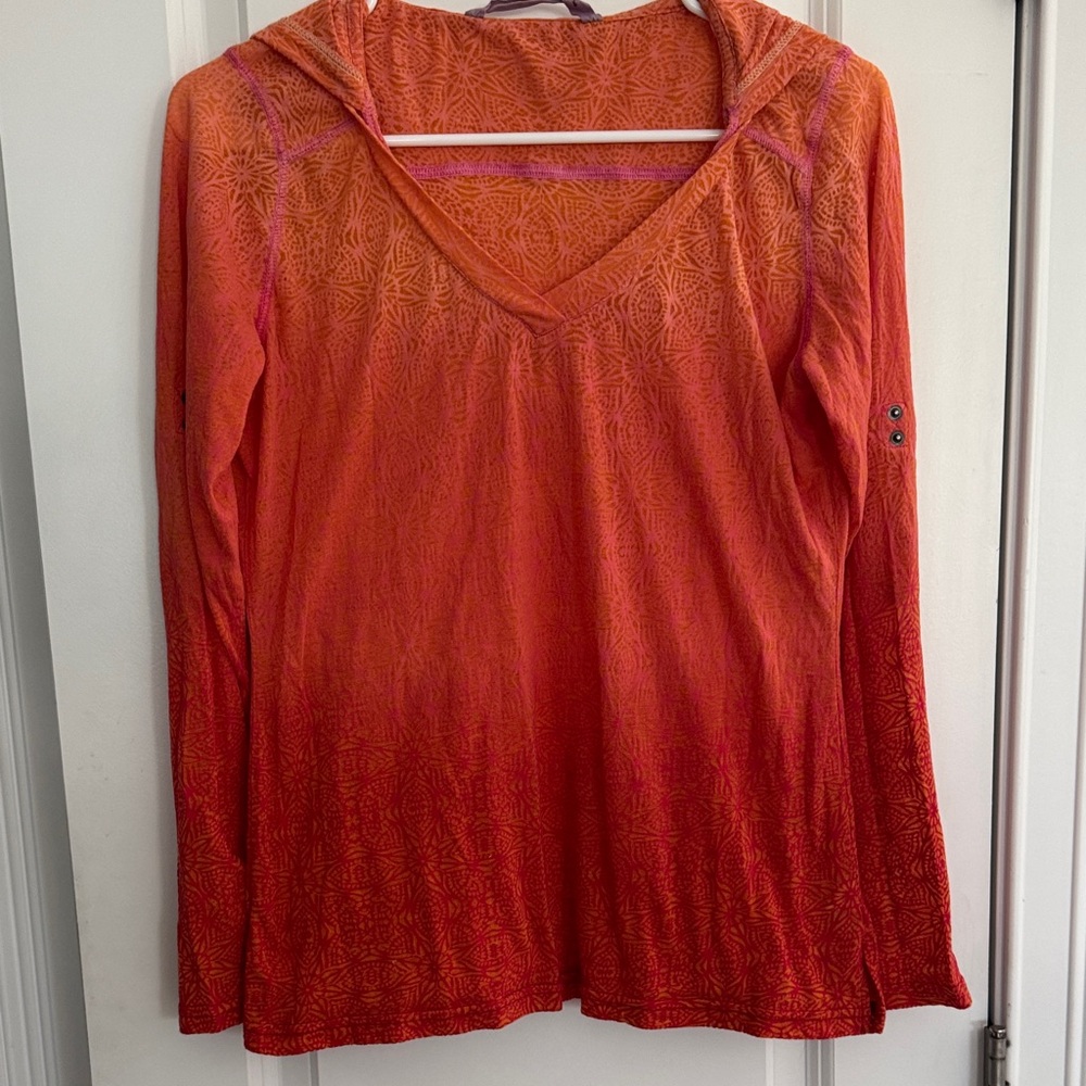 Athleta Vibrant Orange Ombré Hooded Tee